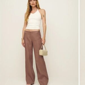 Reformation Vida Linen Low Rise Pant